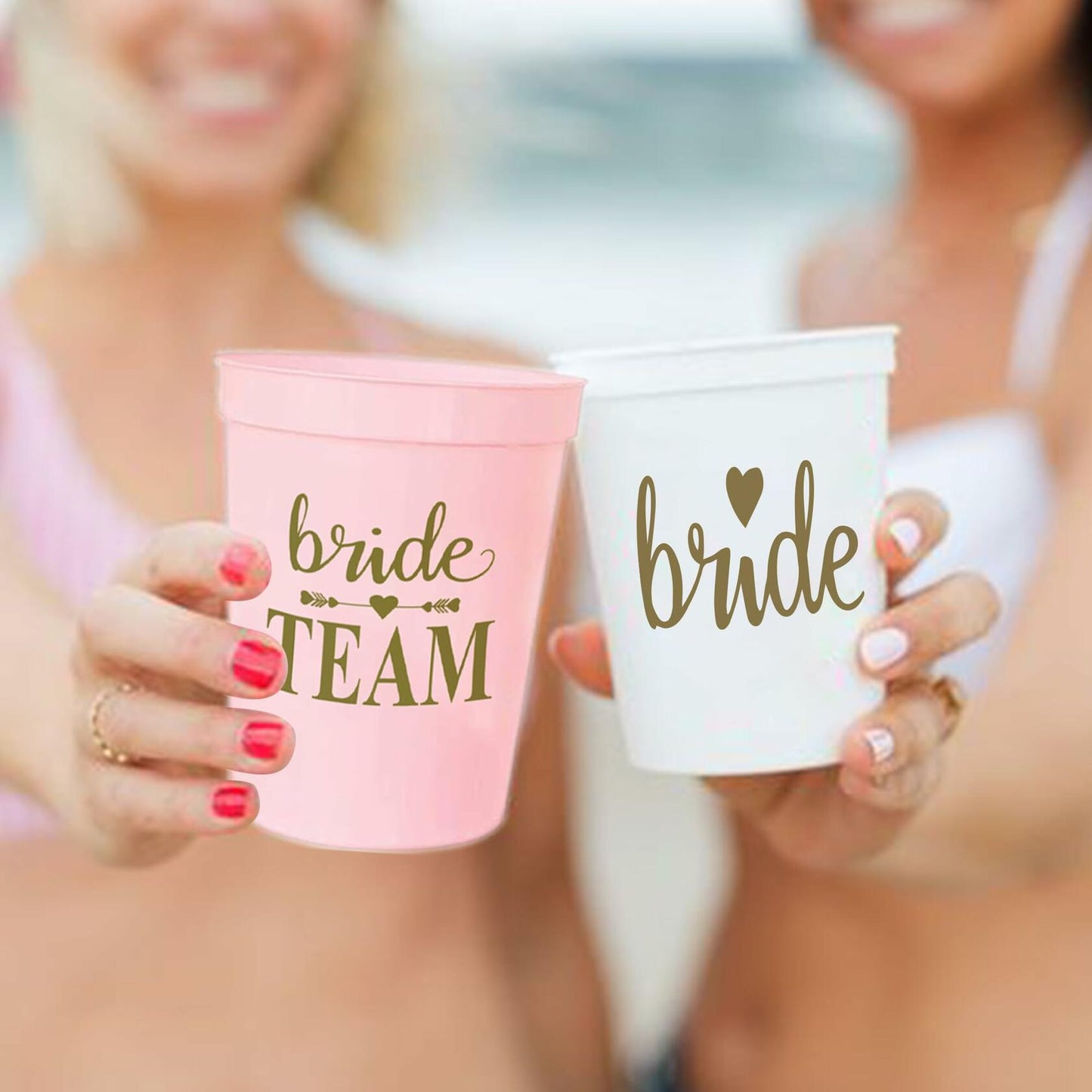 LADY&HOME 15 Pack 16oz Plastic Party Cups White Reusable Durable