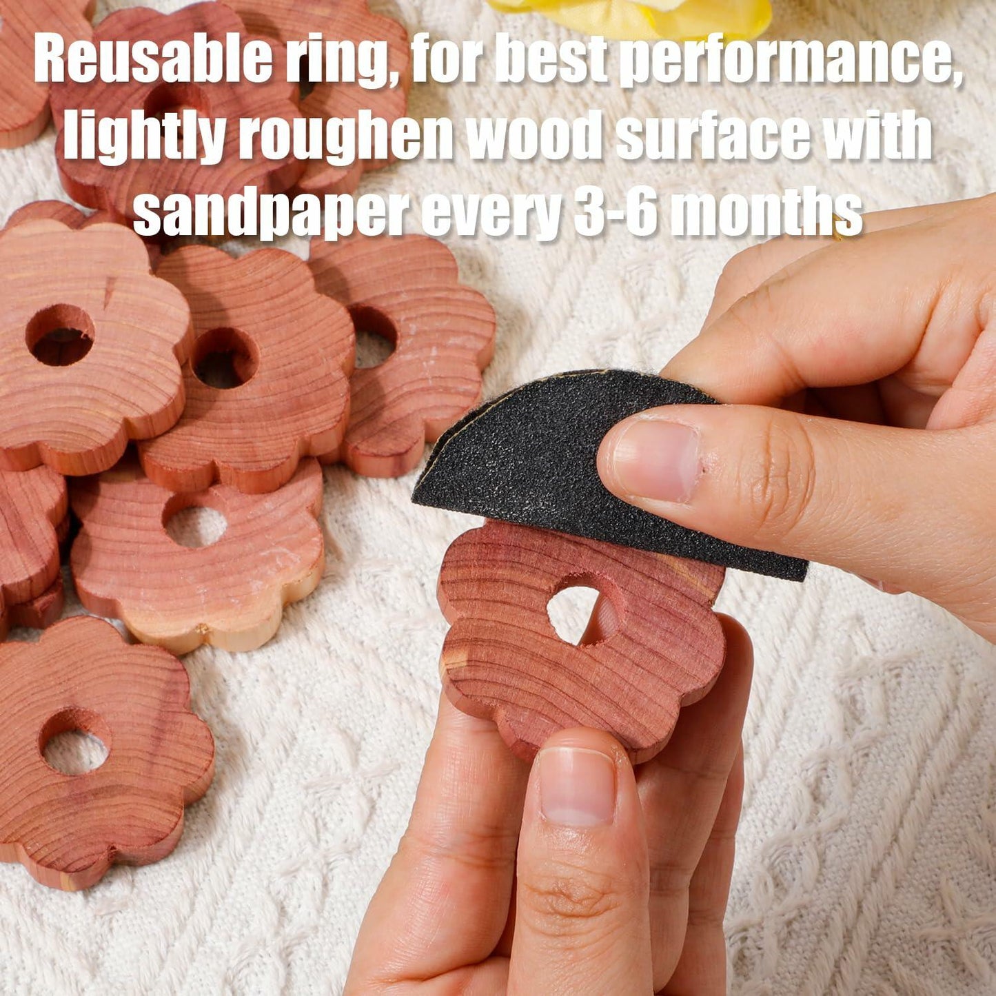 NQEUEPN Cedar Chips for Clothes Storage 24pcs 1.77x0.31in Wood Color