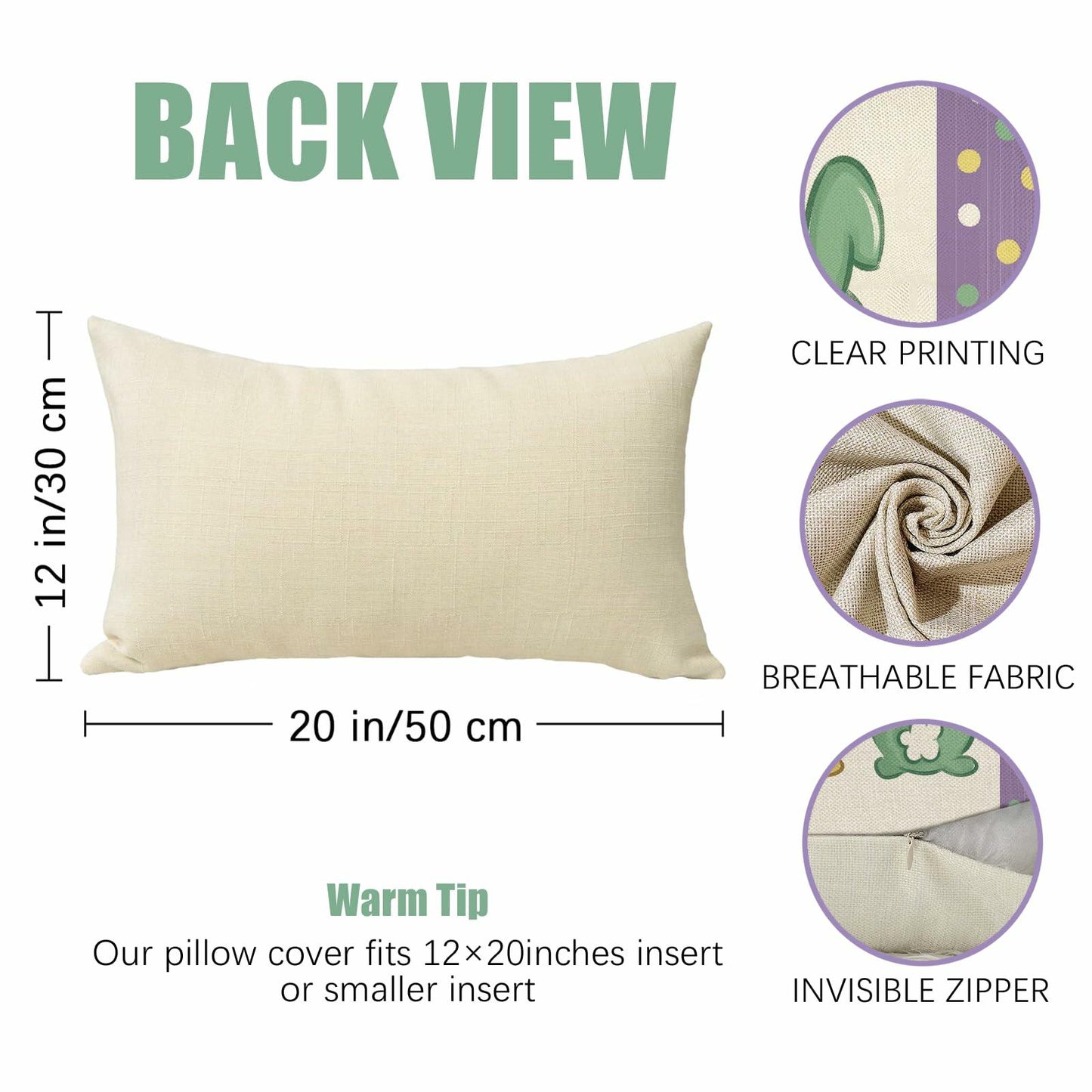 Fahrendom Easter Peeps Bunny Lumbar Pillow Case12x20 Purple Rabbit Cotton Linen