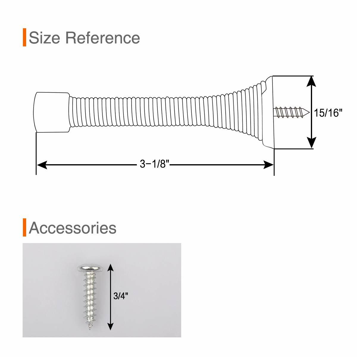 KOVOSCH 10 Pack Spring Door Stopper 3-1/4" Bright Brass Flexible Rubber Tips