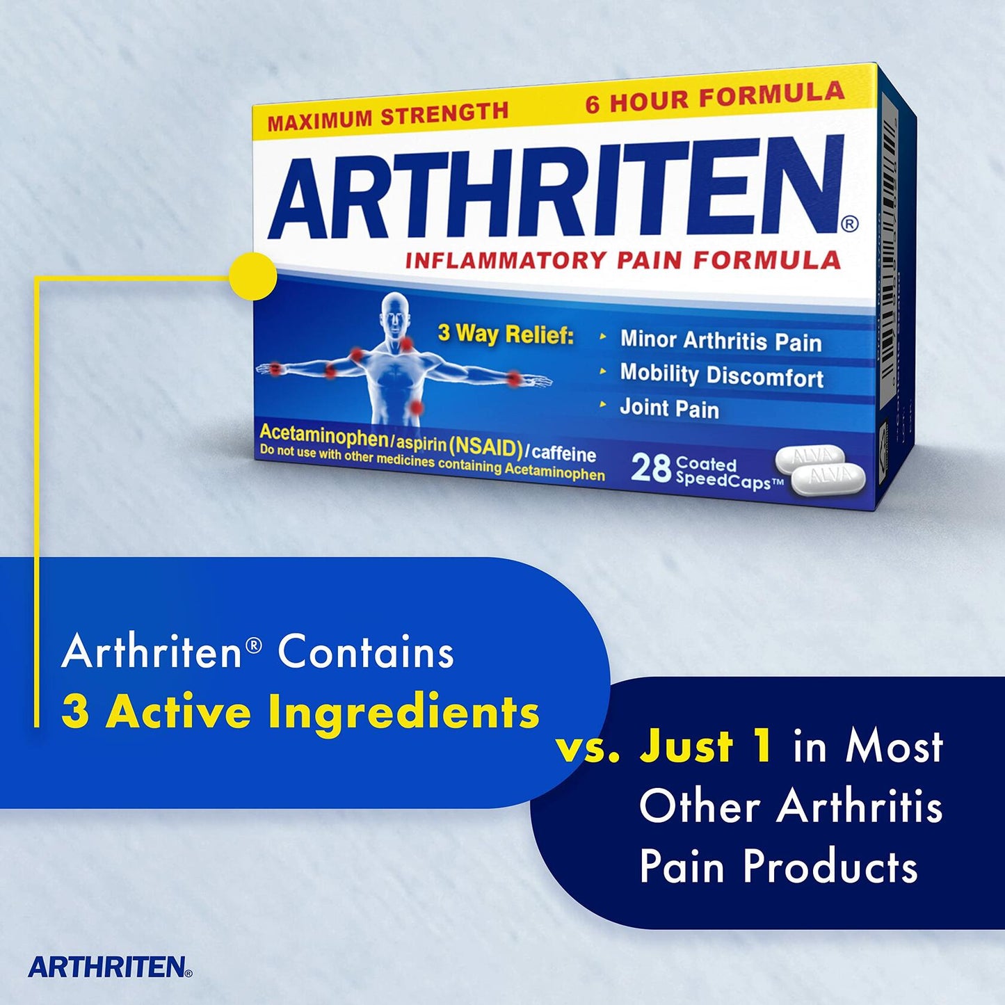 OPEN BOX Arthriten Pain Formula 28ct Aspirin Acetaminophen Caffeine EXP 01/26