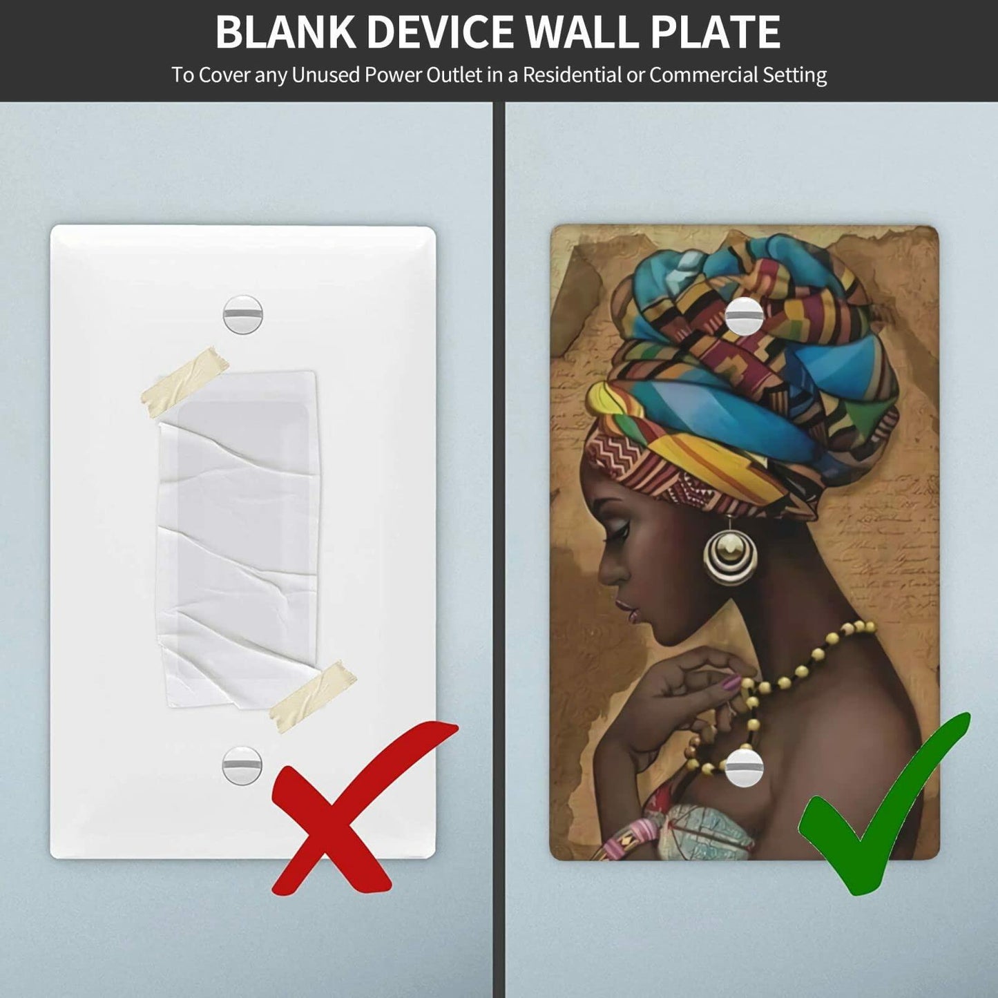 F9er-t8t Afro African American Woman Pattern One Gang Toggle Light Cover White