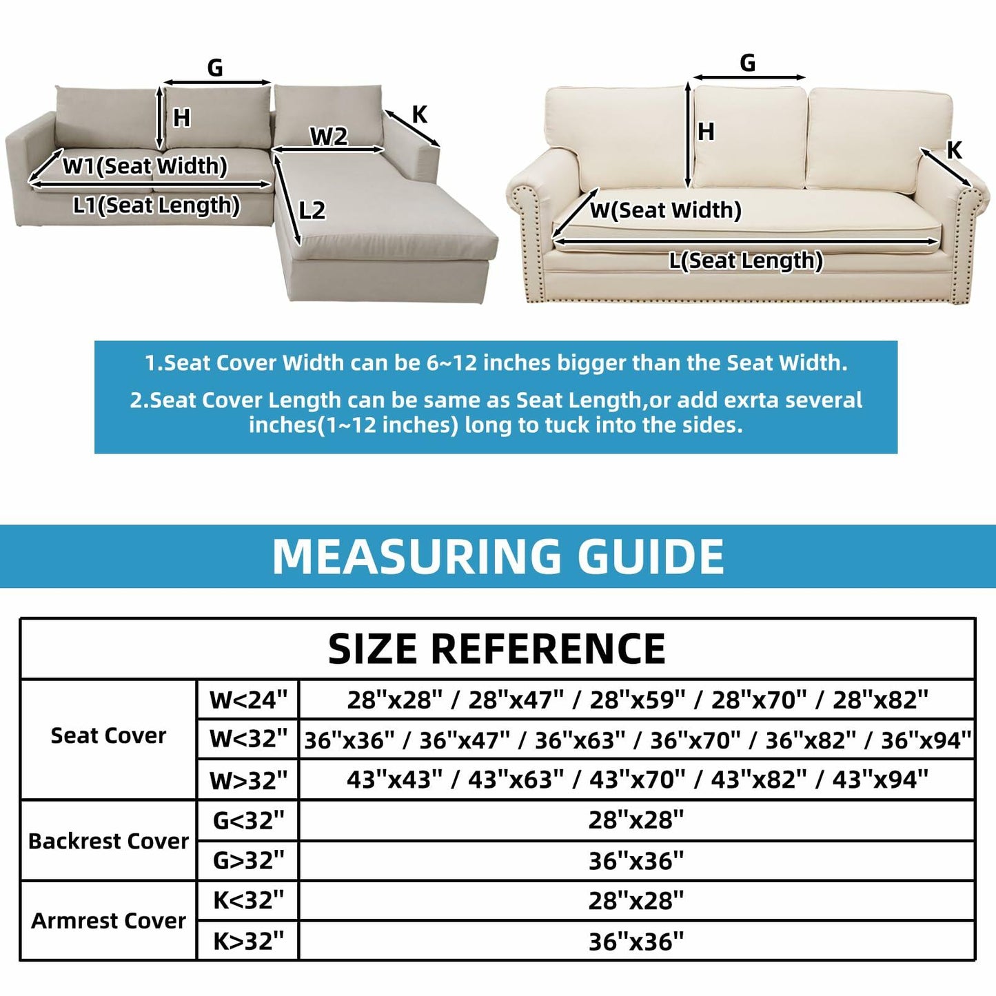 MELLYKORAN Sherpa Fleece Sectional Sofa Cover Non Slip Gray 28x70