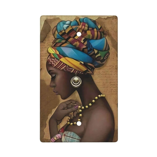 F9er-t8t Afro African American Woman Pattern One Gang Toggle Light Cover White