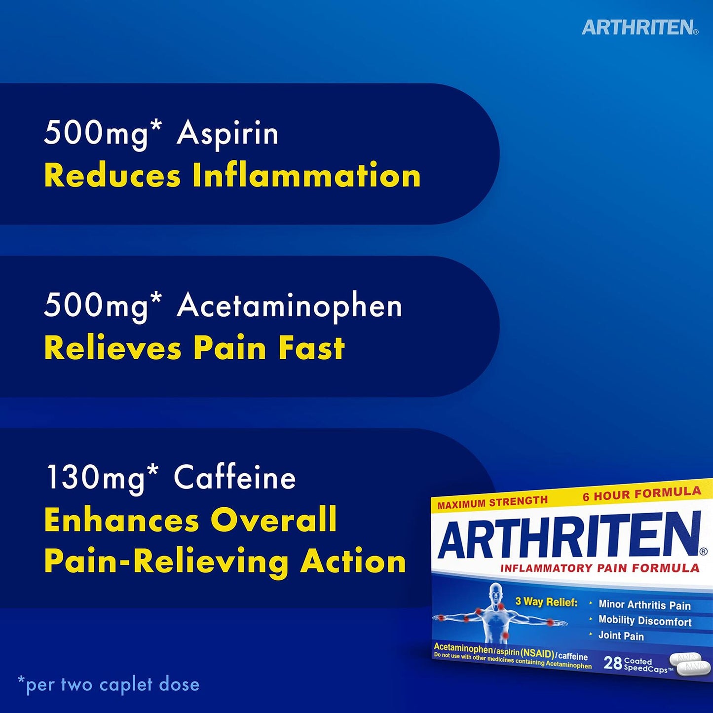 OPEN BOX Arthriten Pain Formula 28ct Aspirin Acetaminophen Caffeine EXP 01/26