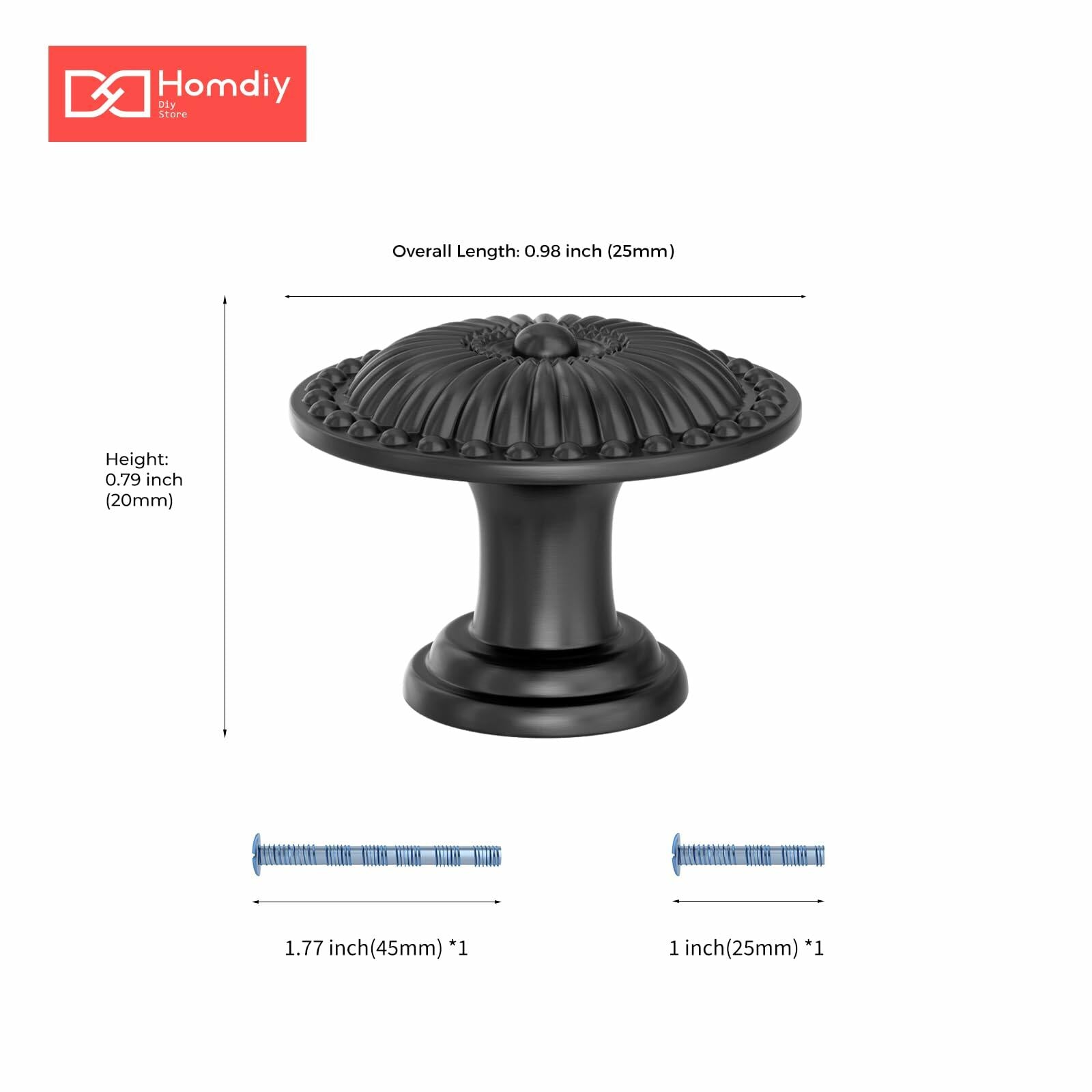 homdiy 20 Pack Round Cabinet Knobs Brushed Gold Zinc Modern Hardware