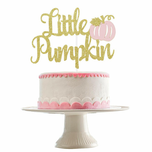 LeeSky Little Pumpkin Gold Pink Paper Cake Topper Baby Shower 1st Birthday