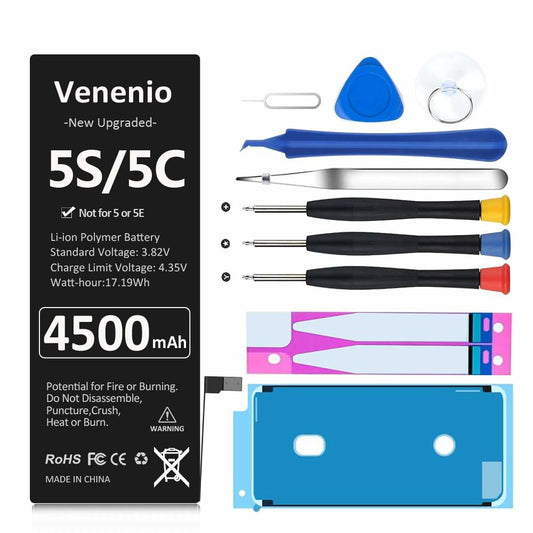 Venenio iPhone 5S/5C Battery 4500mAh Ultra-High Capacity Replacement Kit