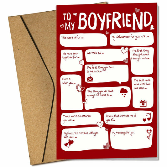 Pawzity Valentines Day Card for Boyfriend 5.3x8in Single Folded Envelope Him 09