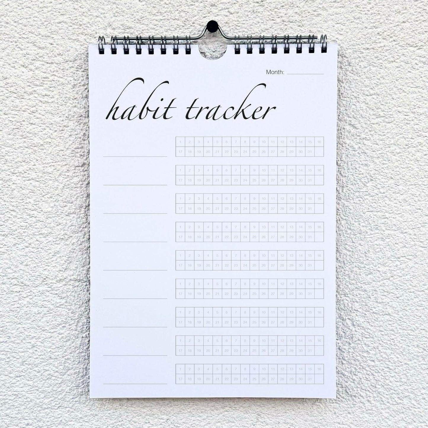 CLEVER SIGNS Habit Tracker Calendar Undated 12 Month Silver Spiral 7x10 Colorful
