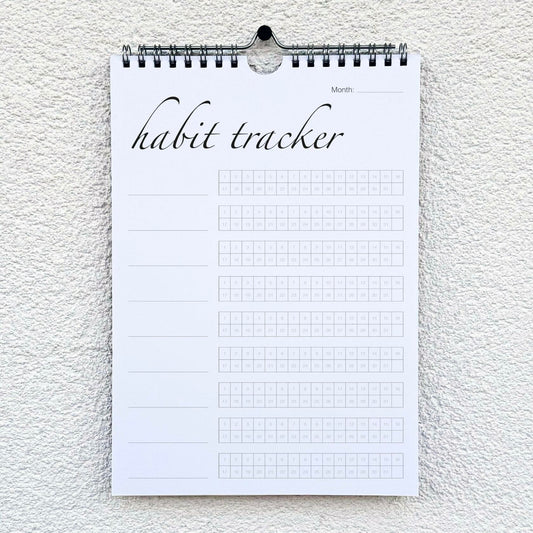 CLEVER SIGNS Habit Tracker Calendar Undated 12 Month Silver Spiral 7x10 Colorful
