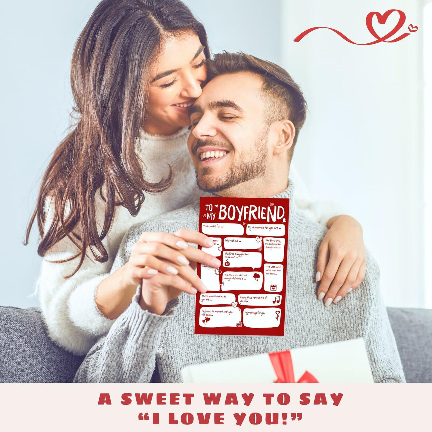 Pawzity Valentines Day Card for Boyfriend 5.3x8in Single Folded Envelope Him 09