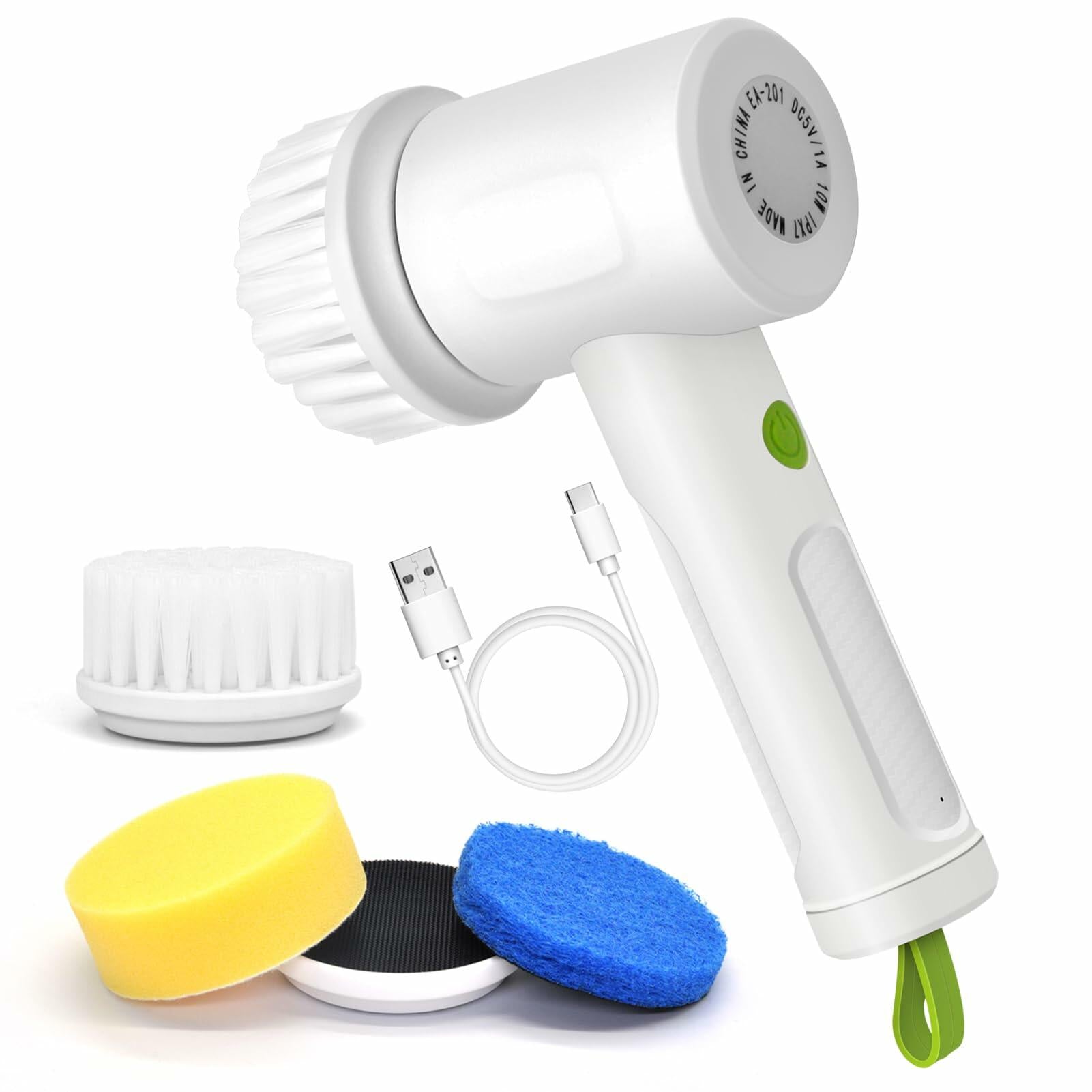 AKAHORI Electric Spin Scrubber Cordless 330RPM Waterproof 3 Brushes Type-C
