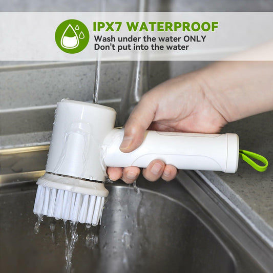 AKAHORI Electric Spin Scrubber Cordless 330RPM Waterproof 3 Brushes Type-C