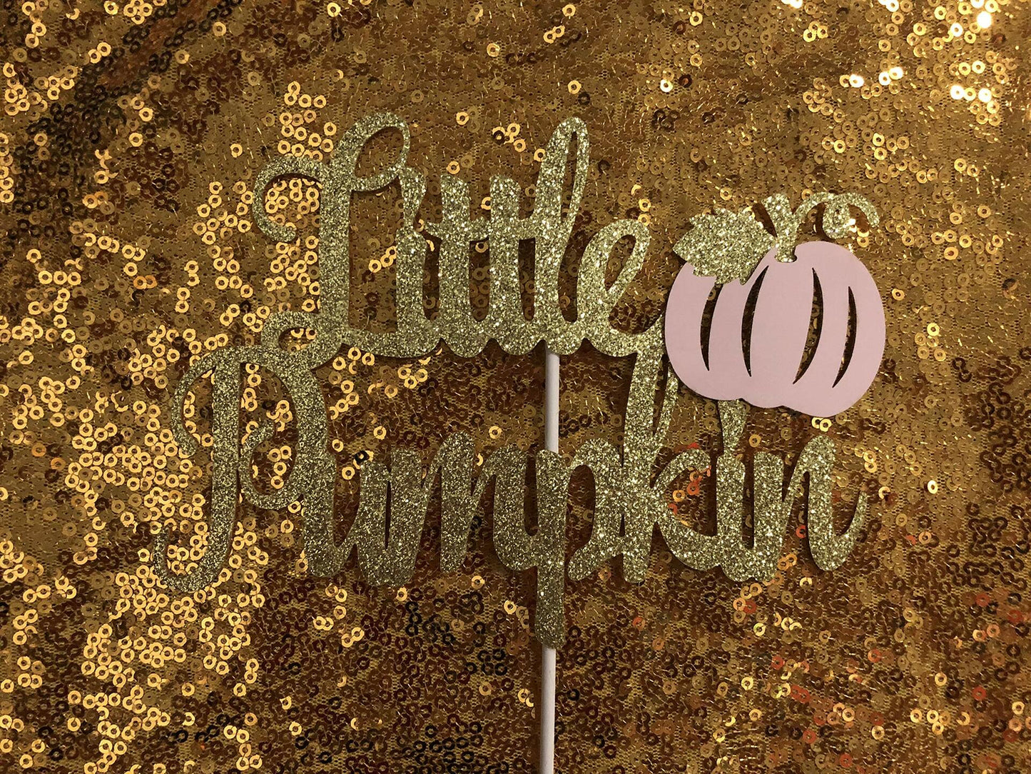 LeeSky Little Pumpkin Gold Pink Paper Cake Topper Baby Shower 1st Birthday