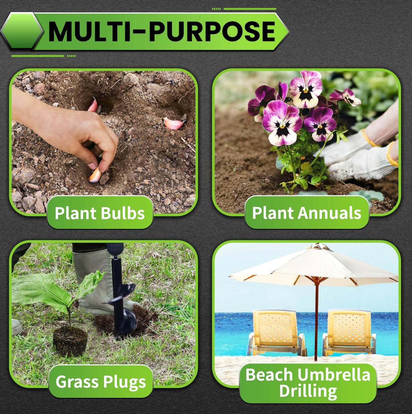 [Like New] SYITCUN 4"x12" Heavy-Duty Garden Auger Drill Bit Black 3/8" Hex Drive