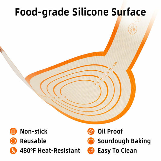 Mee 2ou Premium Silicone Bread Sling 8.3in Orange Round Reusable Mat