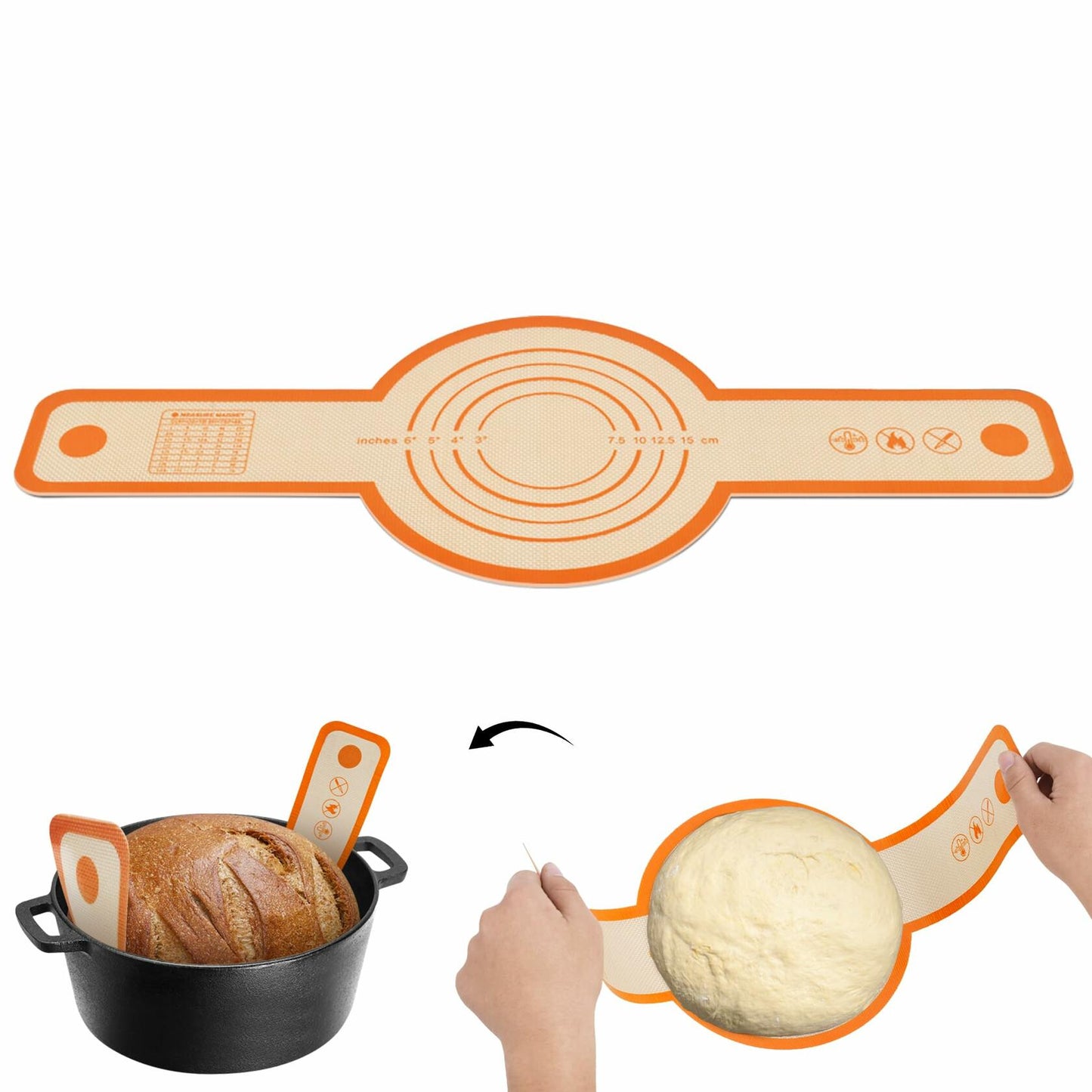 Mee 2ou Premium Silicone Bread Sling 8.3in Orange Round Reusable Mat