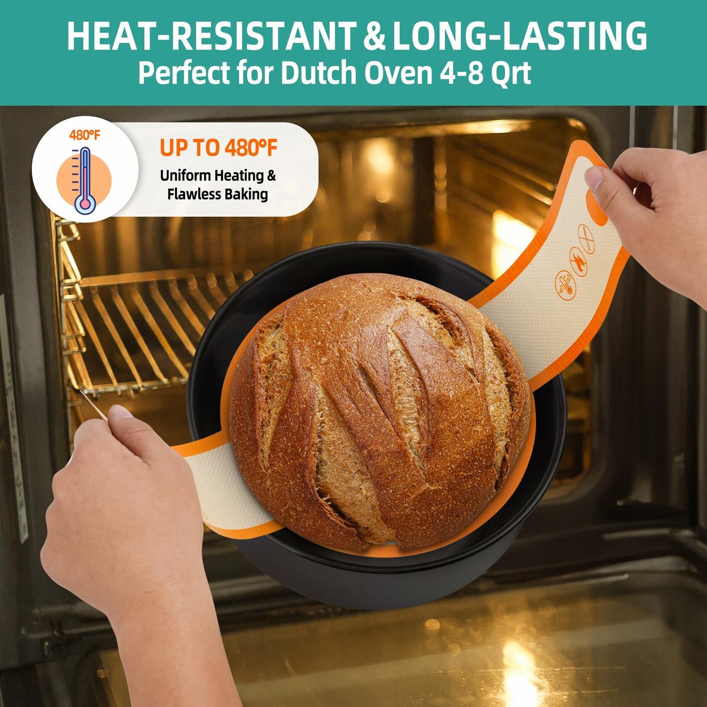 Mee 2ou Premium Silicone Bread Sling 8.3in Orange Round Reusable Mat