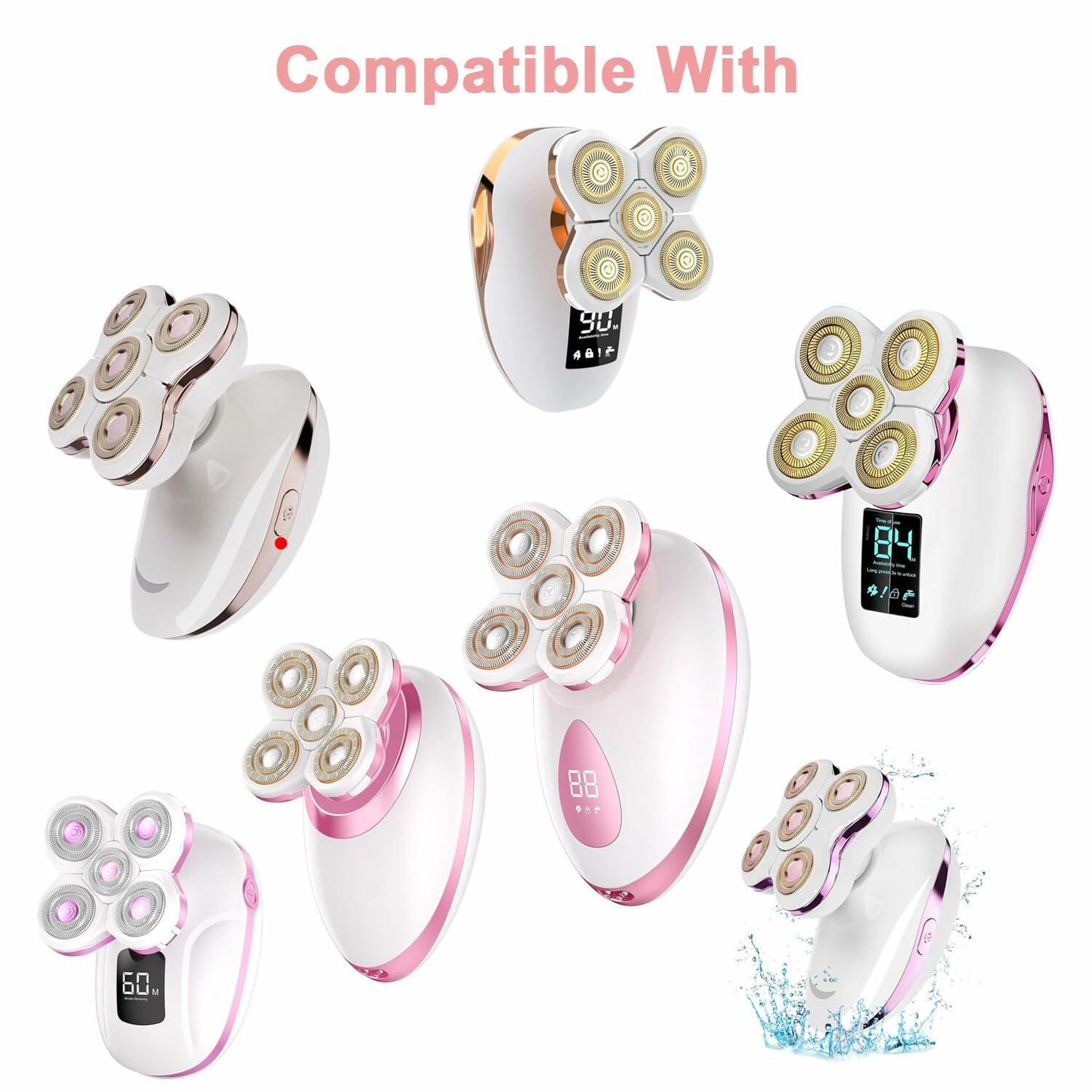 FOXSONIC Upgraded 5-Blade Replacement Heads Electric Razor Shaver 5 Gold