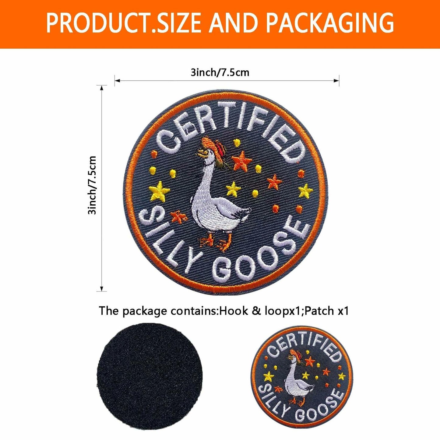 AMZAOMNN Funny Goose Hook and Loop Patch, 2 Pcs Embroidered Animal Meme
