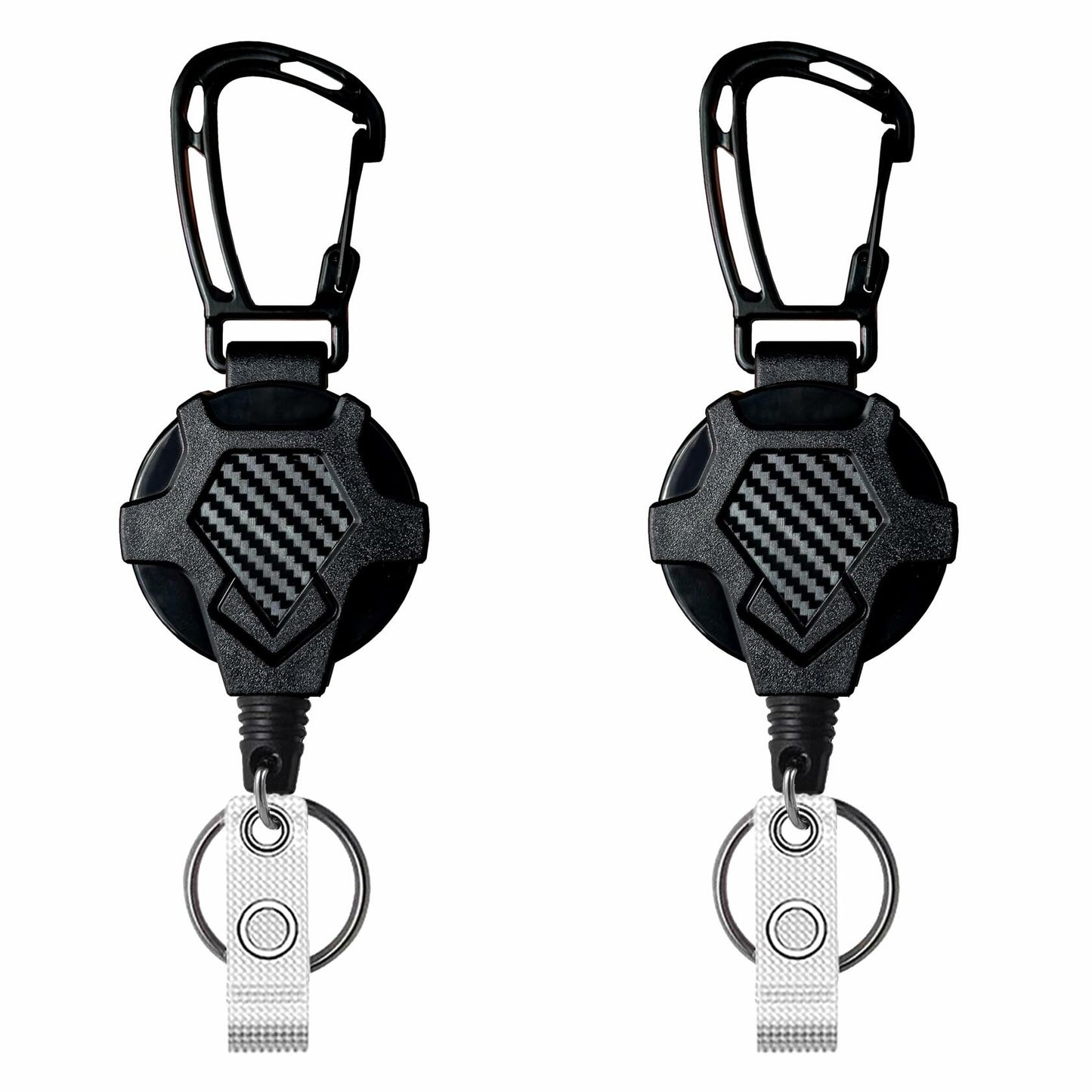 FENGCHUNS Retractable Keychain Lanyard Badge Holder Reel 32" Steel Cord 2-Pack