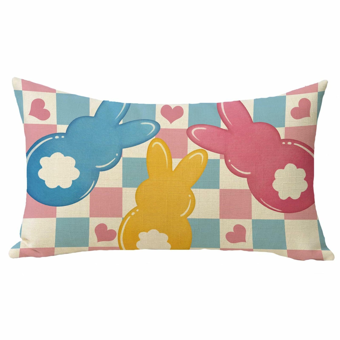 Fahrendom Easter Peeps Bunny Lumbar Pillow Cover 12x20 Colorful Rabbit