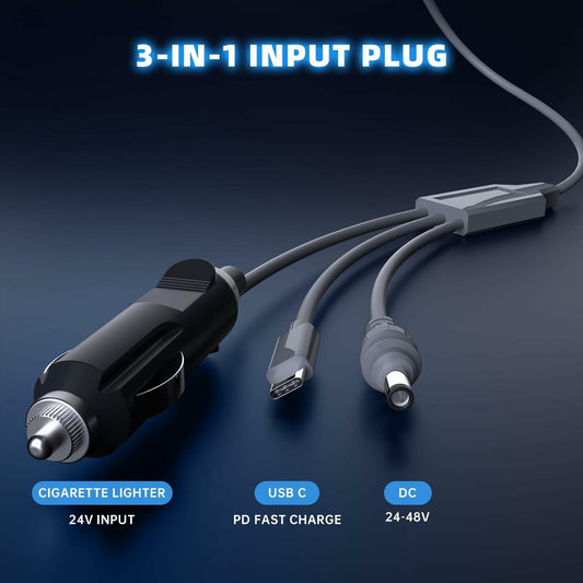 NURUBRM Starlink Mini 3-in-1 DC Power Cable 3M 10FT Waterproof Grey 12V