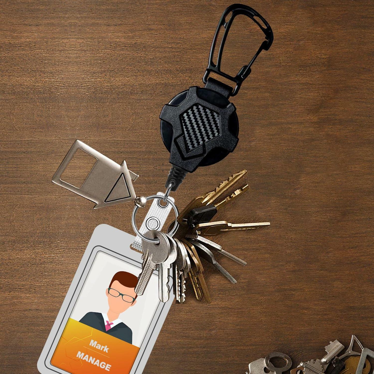 FENGCHUNS Retractable Keychain Lanyard Badge Holder Reel 32" Steel Cord 2-Pack