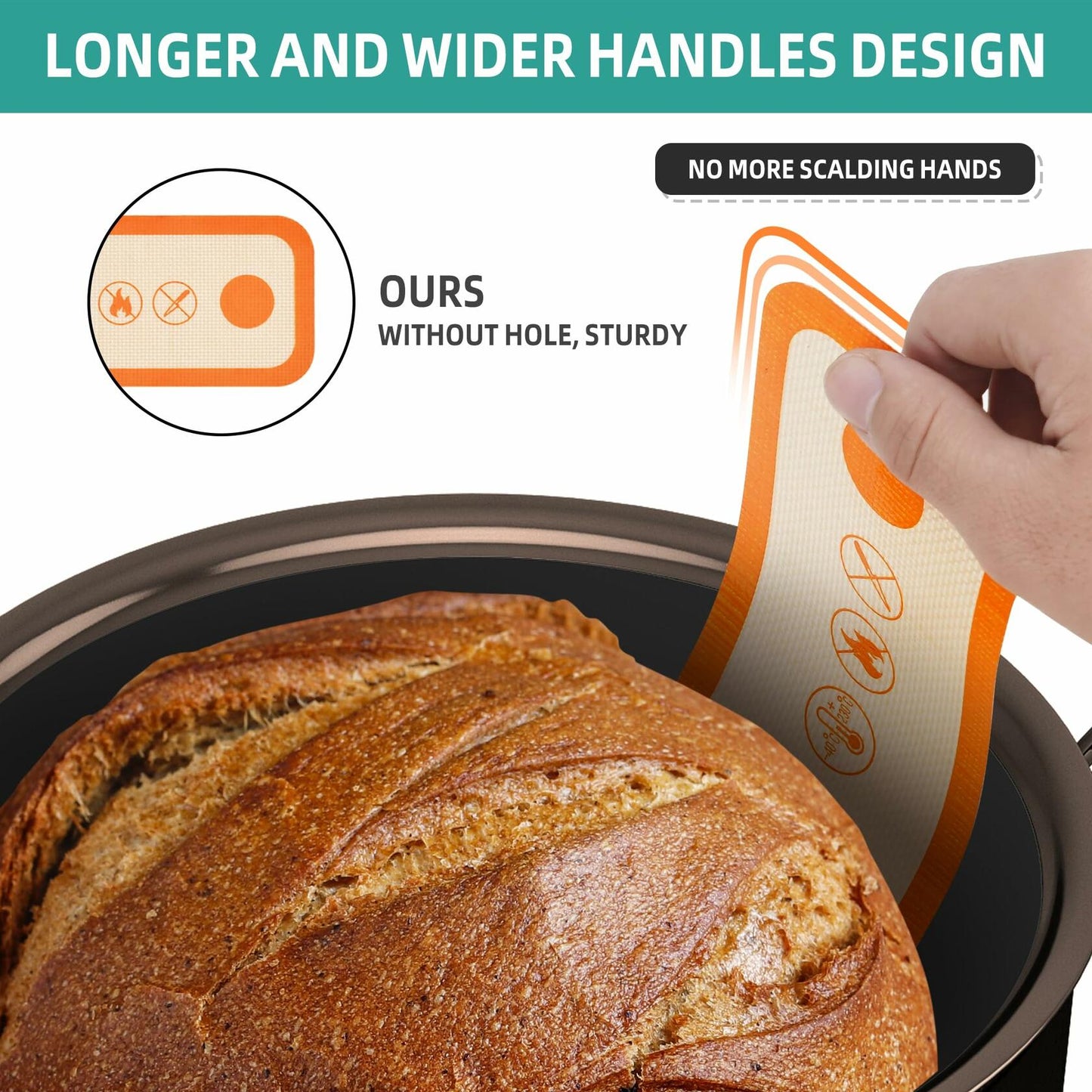 Mee 2ou Premium Silicone Bread Sling 8.3in Orange Round Reusable Mat