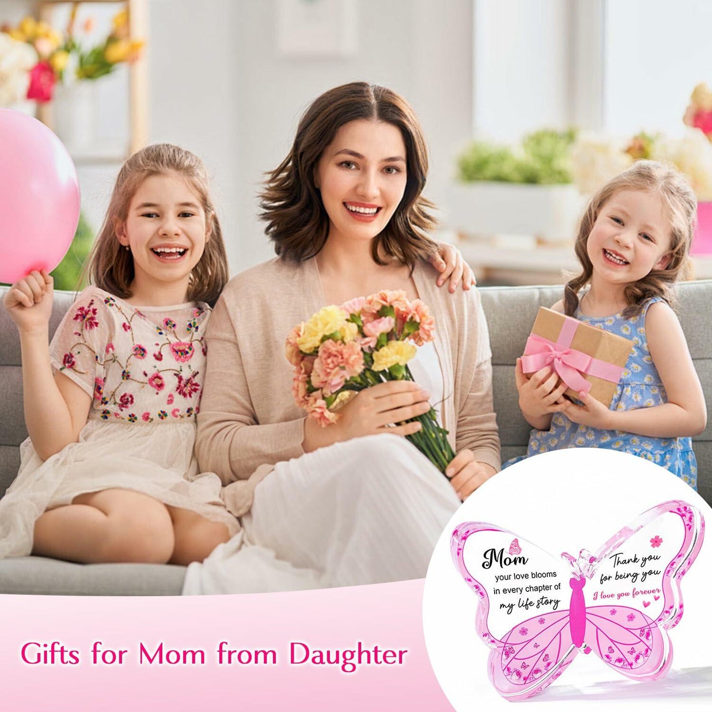 ilifemate Acrylic Butterfly Plaque Mom Gift 5.12x3.54x0.6 inch Transparent