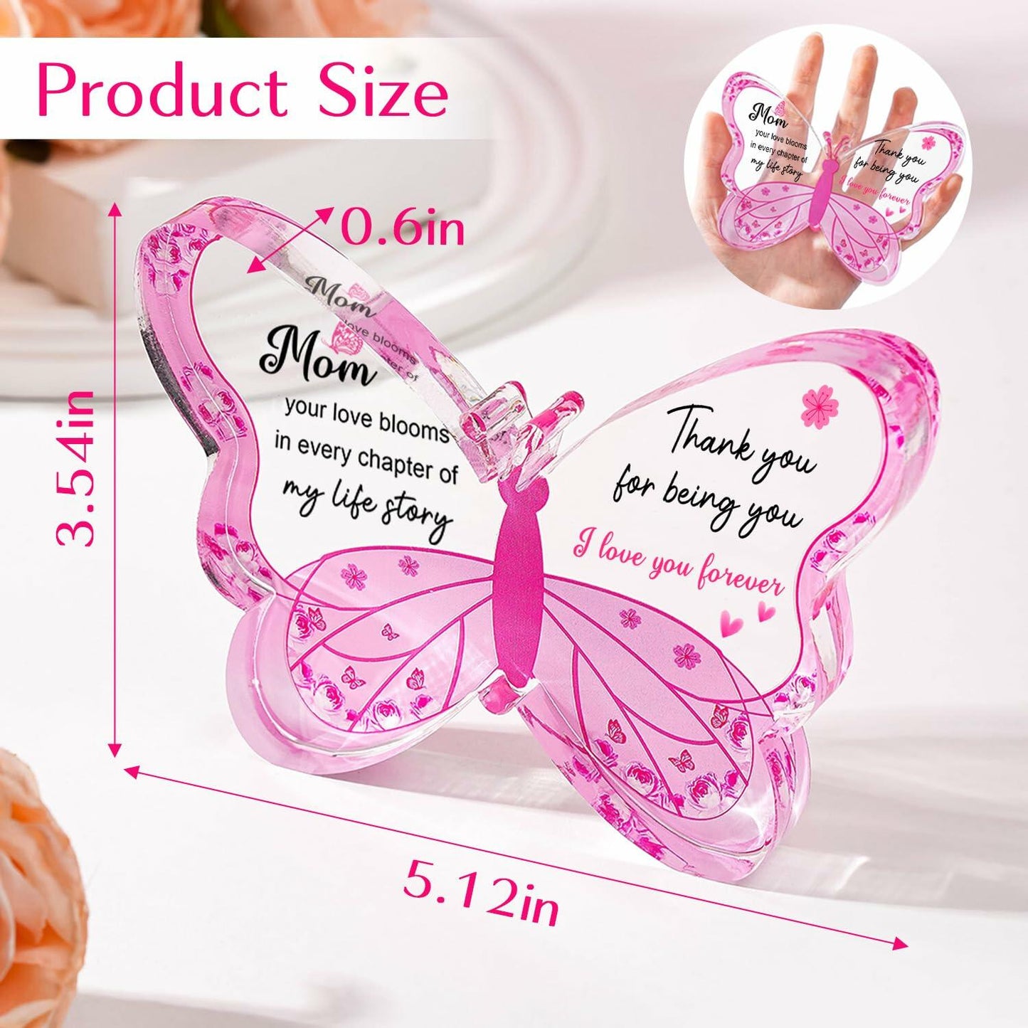 ilifemate Acrylic Butterfly Plaque Mom Gift 5.12x3.54x0.6 inch Transparent