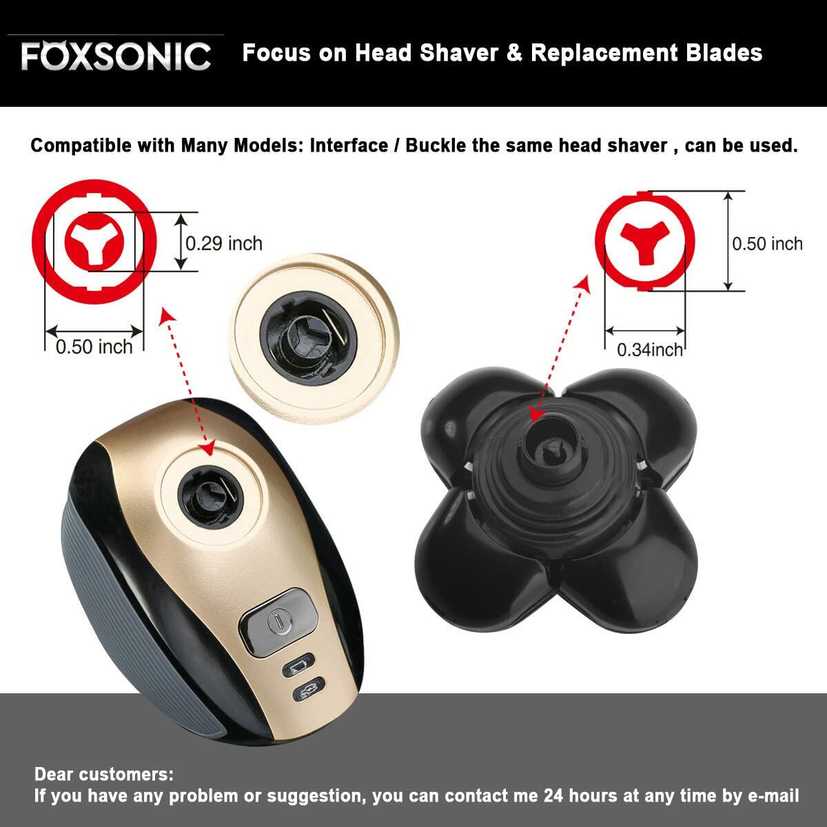 FOXSONIC Upgraded 5-Blade Replacement Heads Electric Razor Shaver 5 Gold