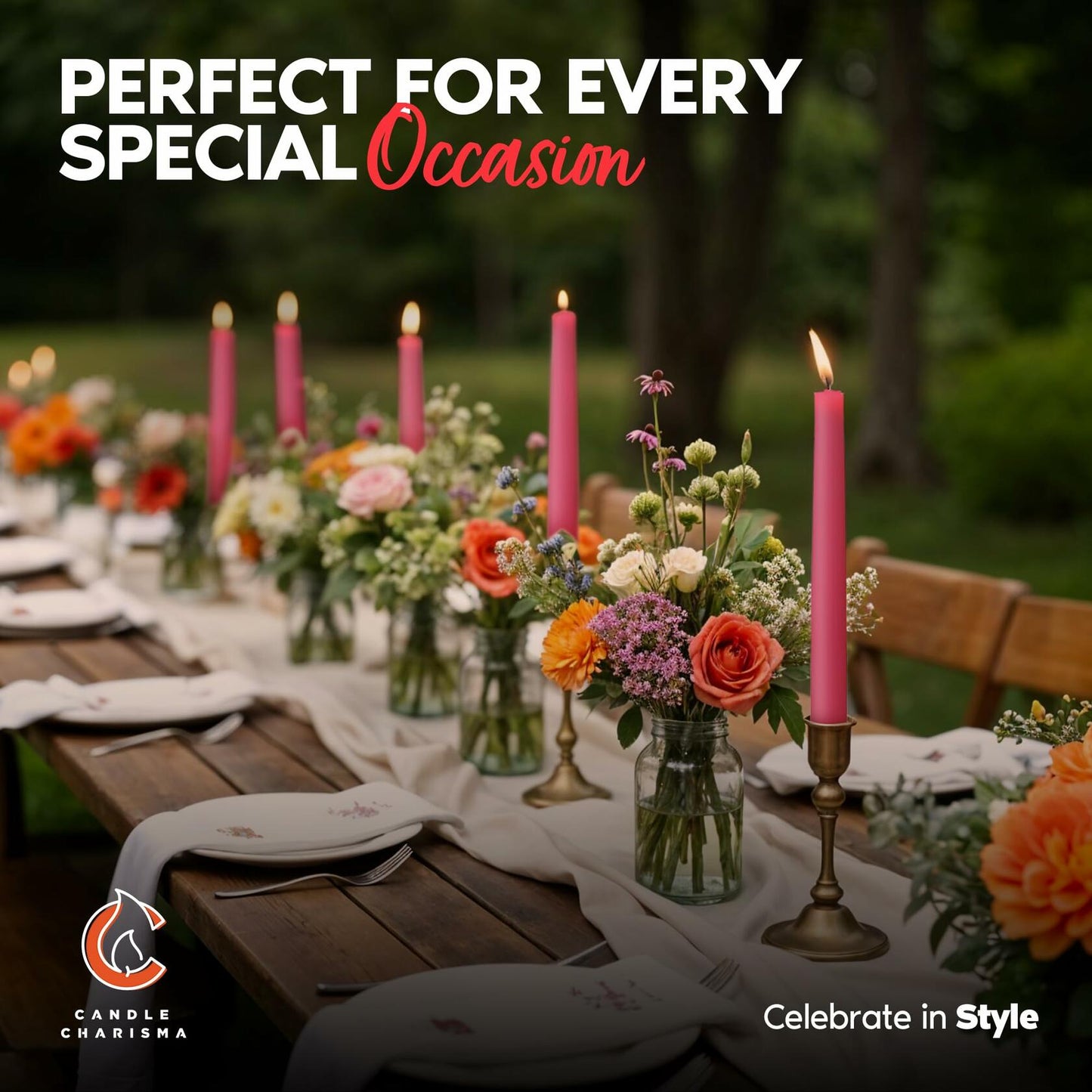 Hot Pink 10 Inch Taper Candles Pack of 12 Unscented Dripless Smokeless