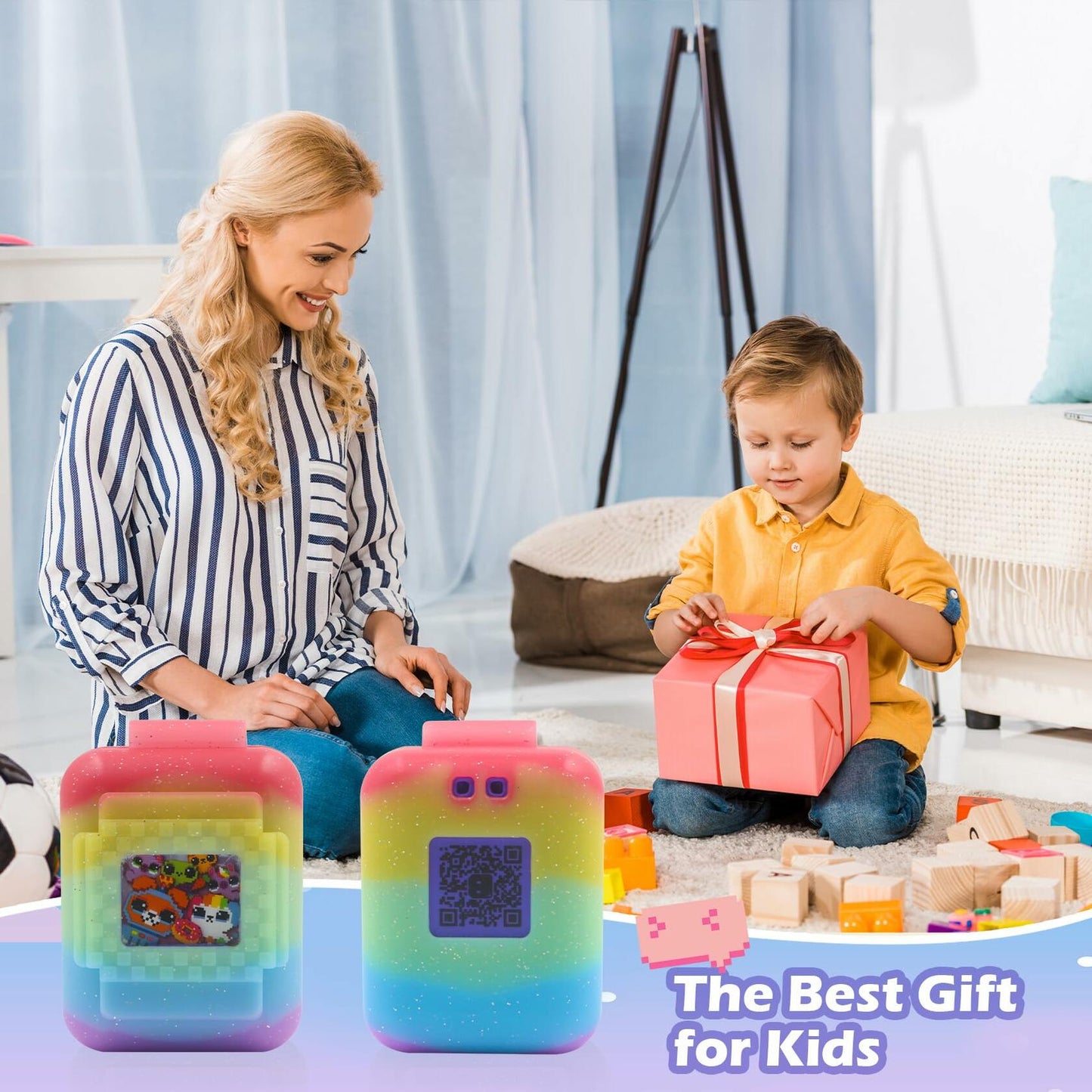 Taladad Silicone Cover Case for Bitzee Digital Pet Toy with Lanyard Colorful