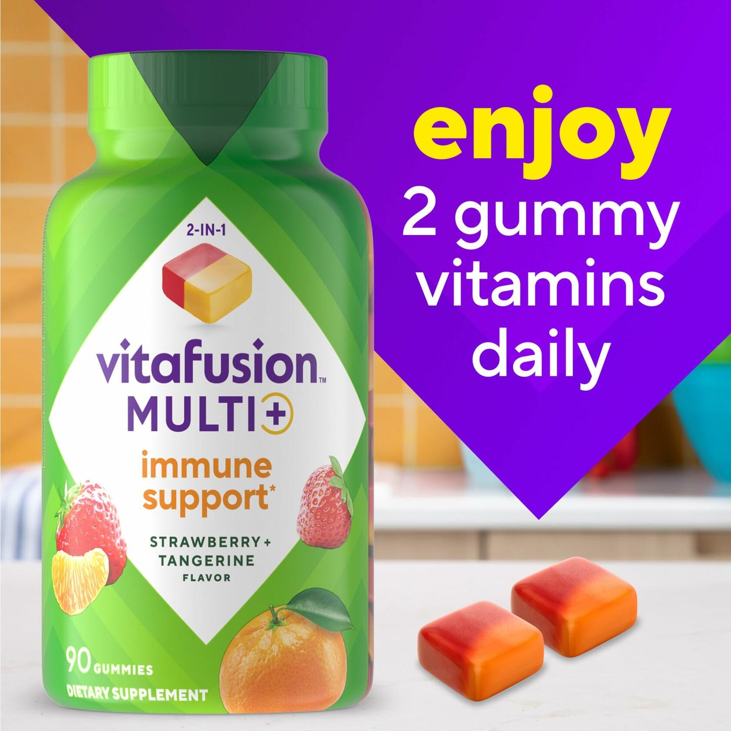 BestBy06/26 Vitafusion Multi+ Immune Support Adult Gummies Vitamin C Zinc 90ct