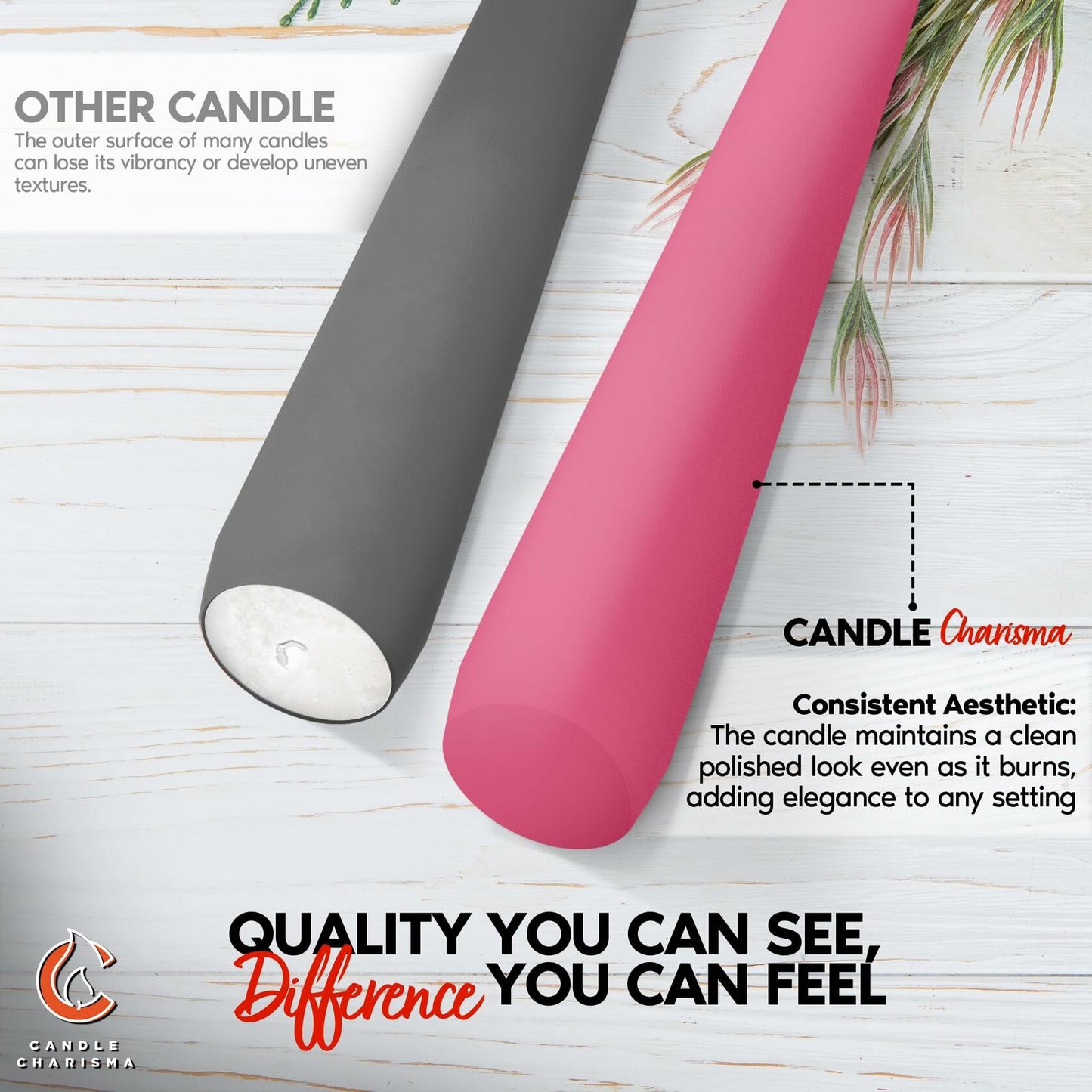 Hot Pink 10 Inch Taper Candles Pack of 12 Unscented Dripless Smokeless