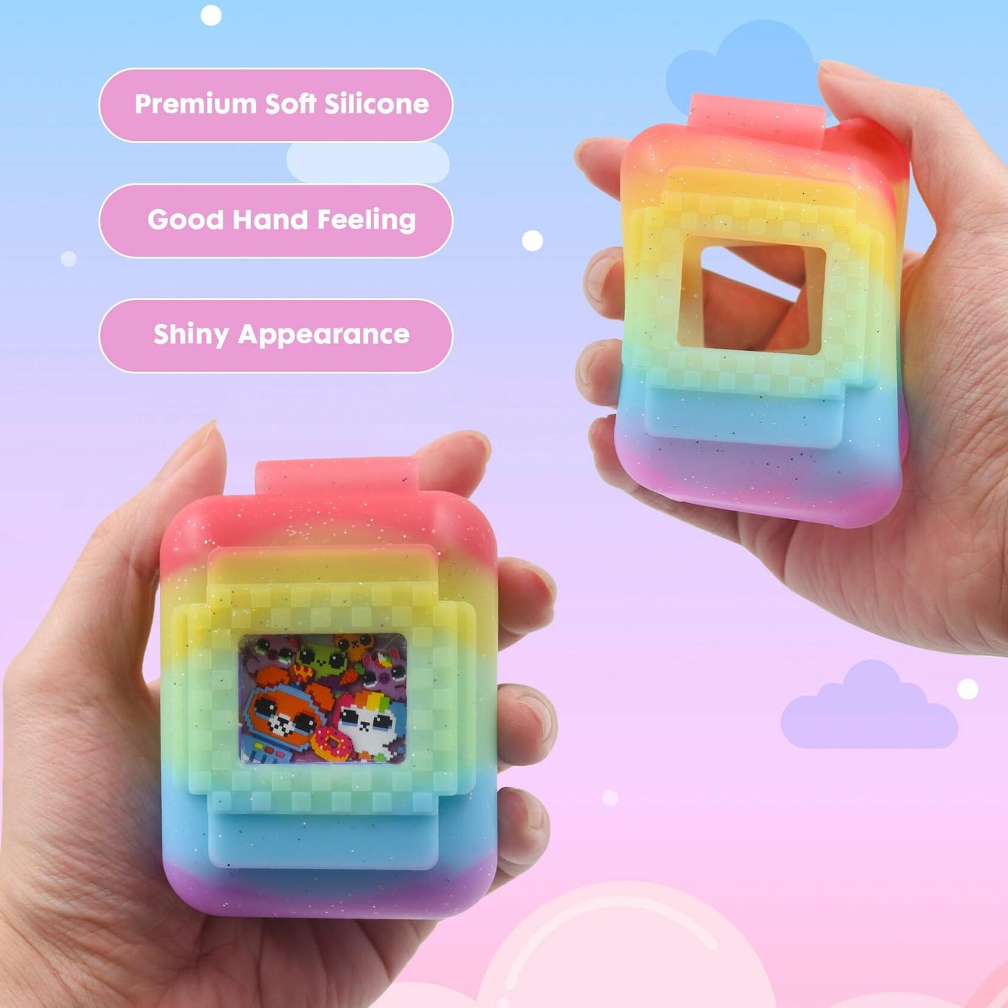 Taladad Silicone Cover Case for Bitzee Digital Pet Toy with Lanyard Colorful