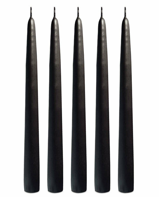 Candle Charisma Black 10 Inch Taper Candles 12 Pack Dripless Smokeless