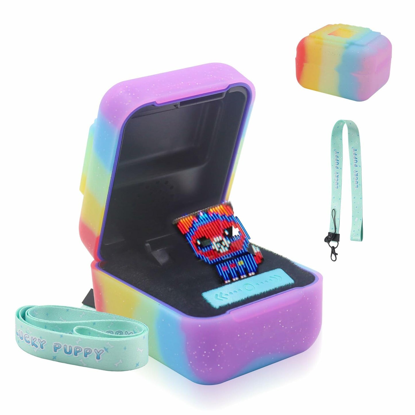 Taladad Silicone Cover Case for Bitzee Digital Pet Toy with Lanyard Colorful
