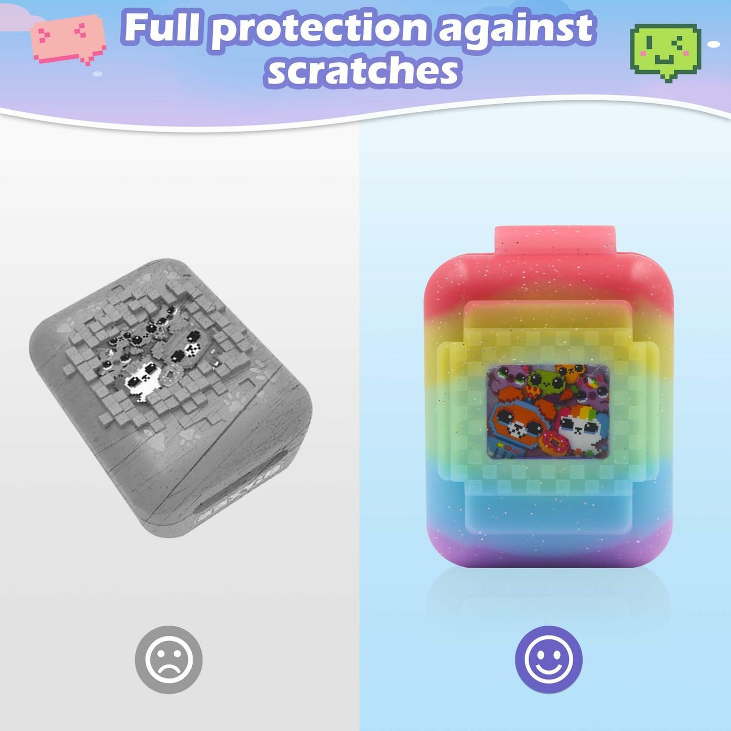 Taladad Silicone Cover Case for Bitzee Digital Pet Toy with Lanyard Colorful