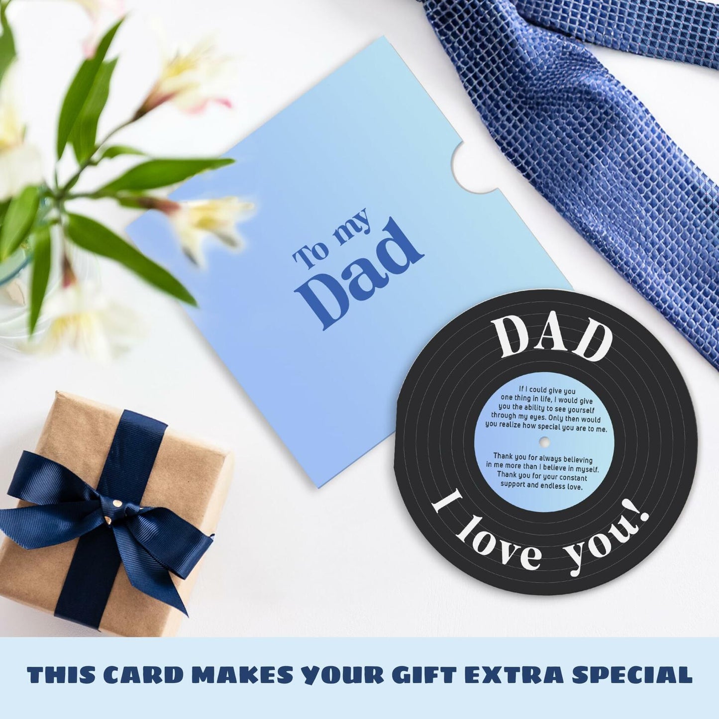 Pawzity Fathers Day Card Vintage 5.3x5.3in Single Red Envelope Dad