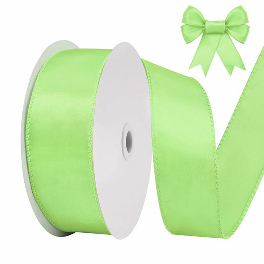 BVIEAKD Sage Green Wired Satin Ribbon 1.5in x 25yd for Crafts Decor