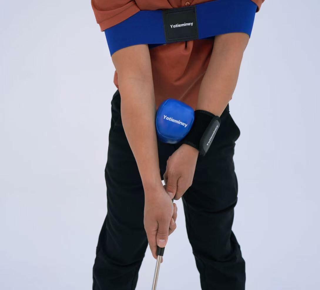 Yotieminey Golf Swing Trainer Aid Set Wrist Strap Training Ball Blue White Black