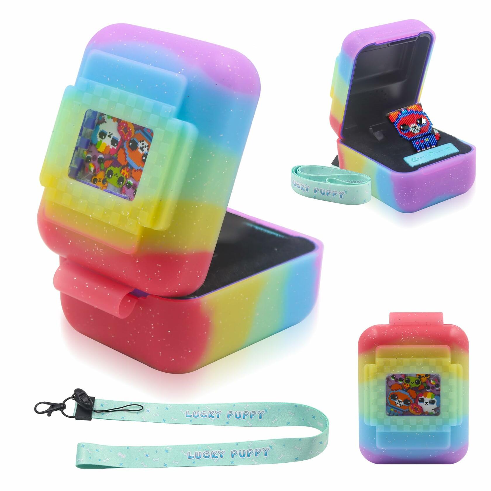Taladad Silicone Cover Case for Bitzee Digital Pet Toy with Lanyard Colorful