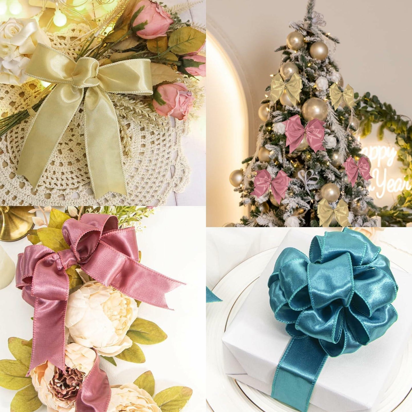 BVIEAKD Sage Green Wired Satin Ribbon 1.5in x 25yd for Crafts Decor