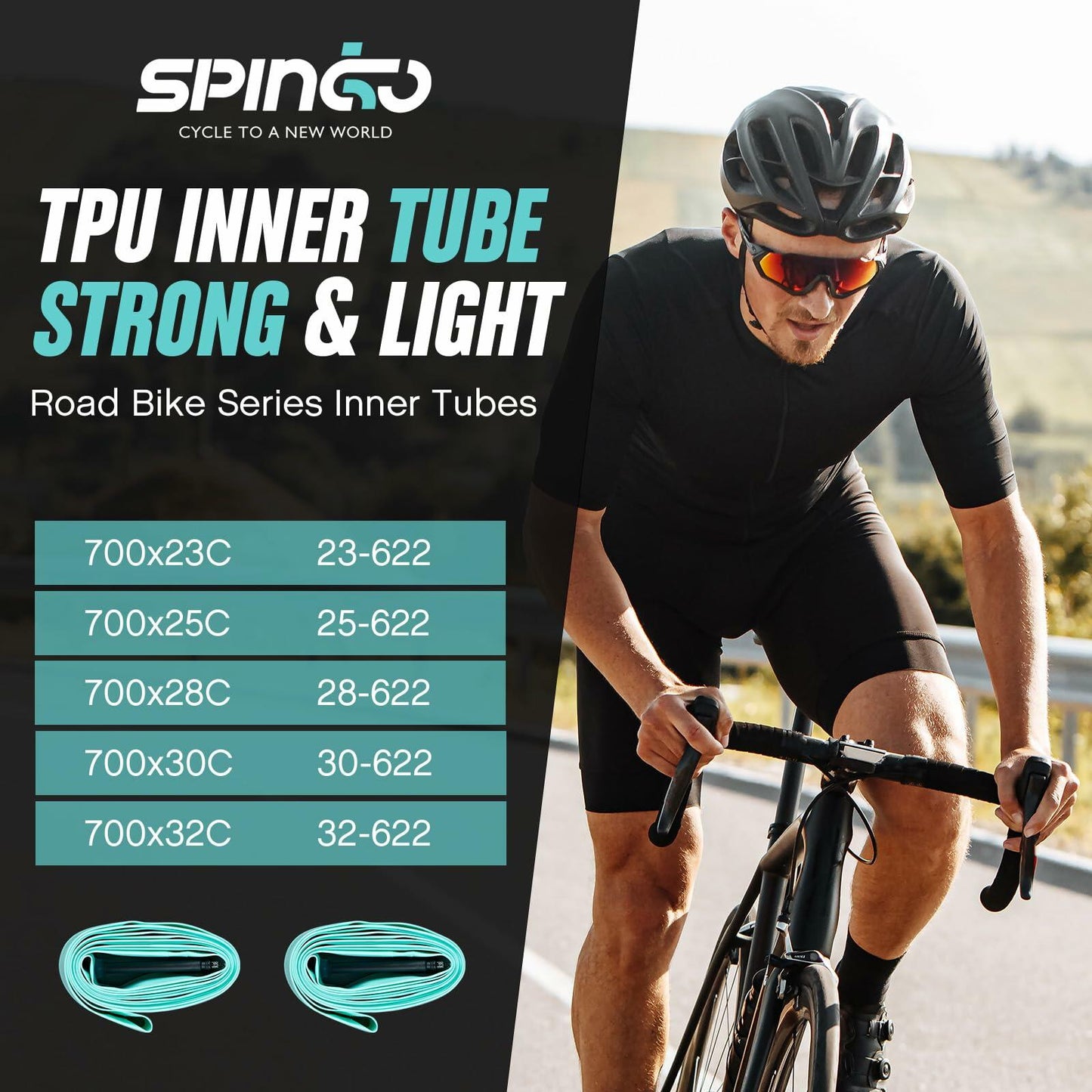 SPINGO 2-Pack TPU Inner Tubes 700C/MTB26/27.5/29in Presta Valve 48mm