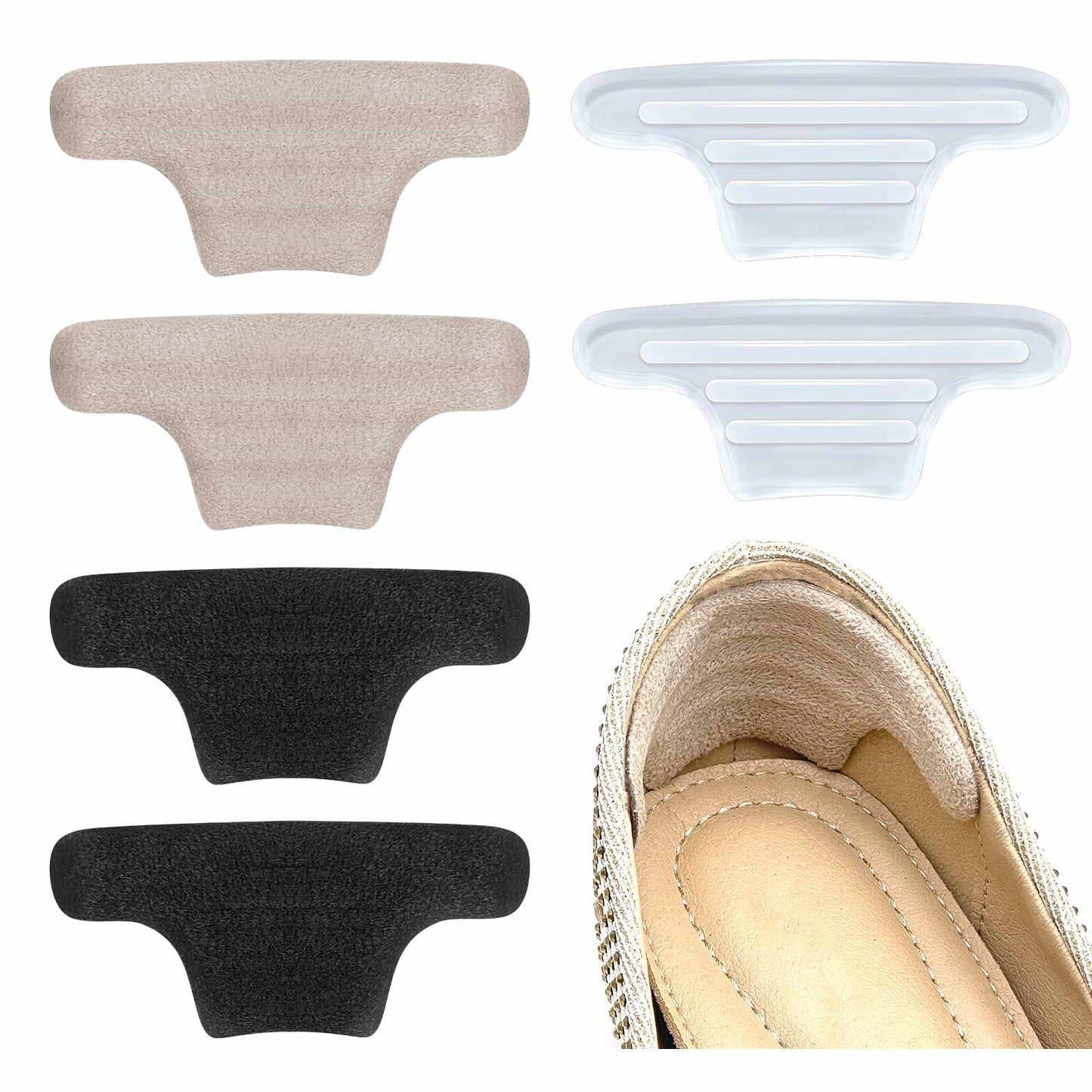 mickee Gel Heel Cushion Pads Inserts for Men Women One Size Shoes 3 Pairs