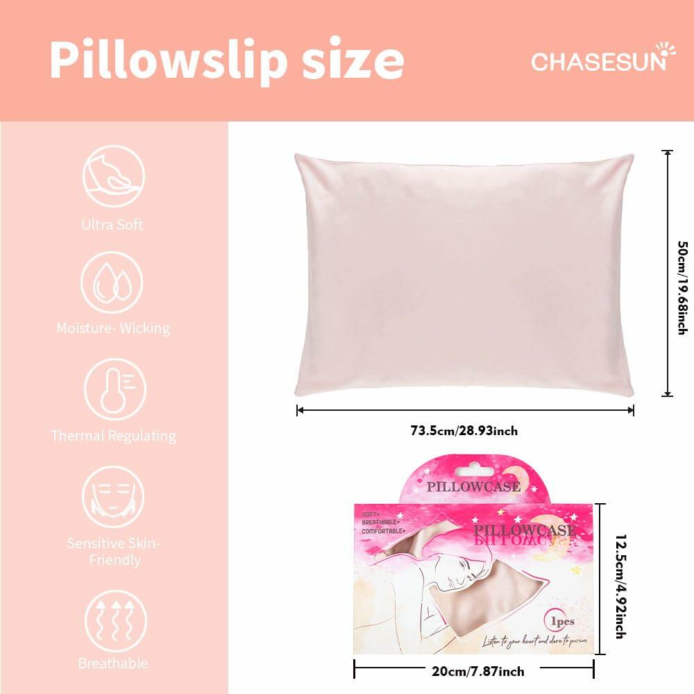 CHASESUN Silky Satin Pillowcase Envelope Closure Anti Wrinkle Champagne 29x20