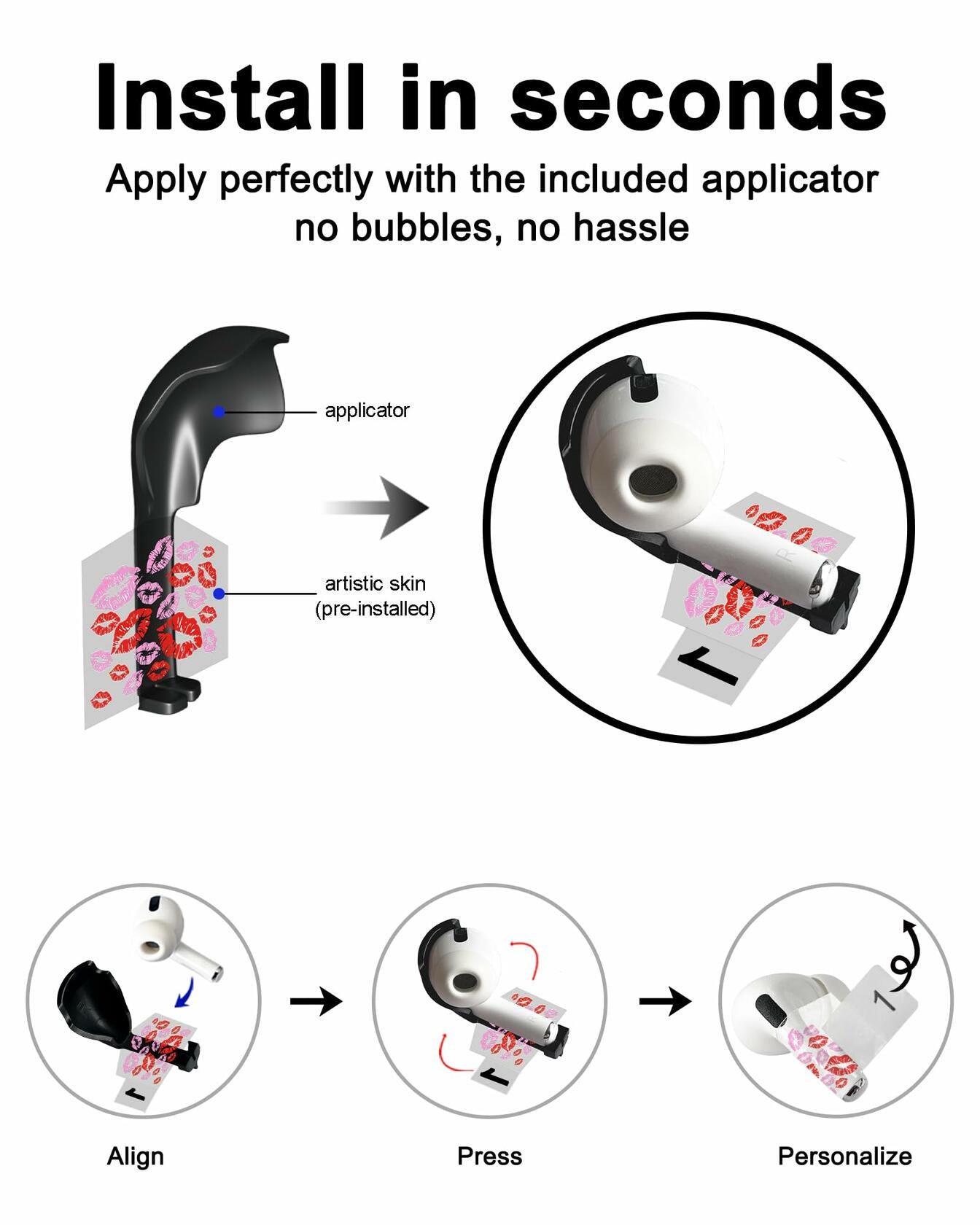 ROCKMAX Luminous AirPods Skins 2nd Gen Skull 237 Glow Sticker Wraps